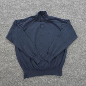 Peter Millar Sweater Mens XL Blue Seaside Mock‎ Neck Henley Golf Made In Italy